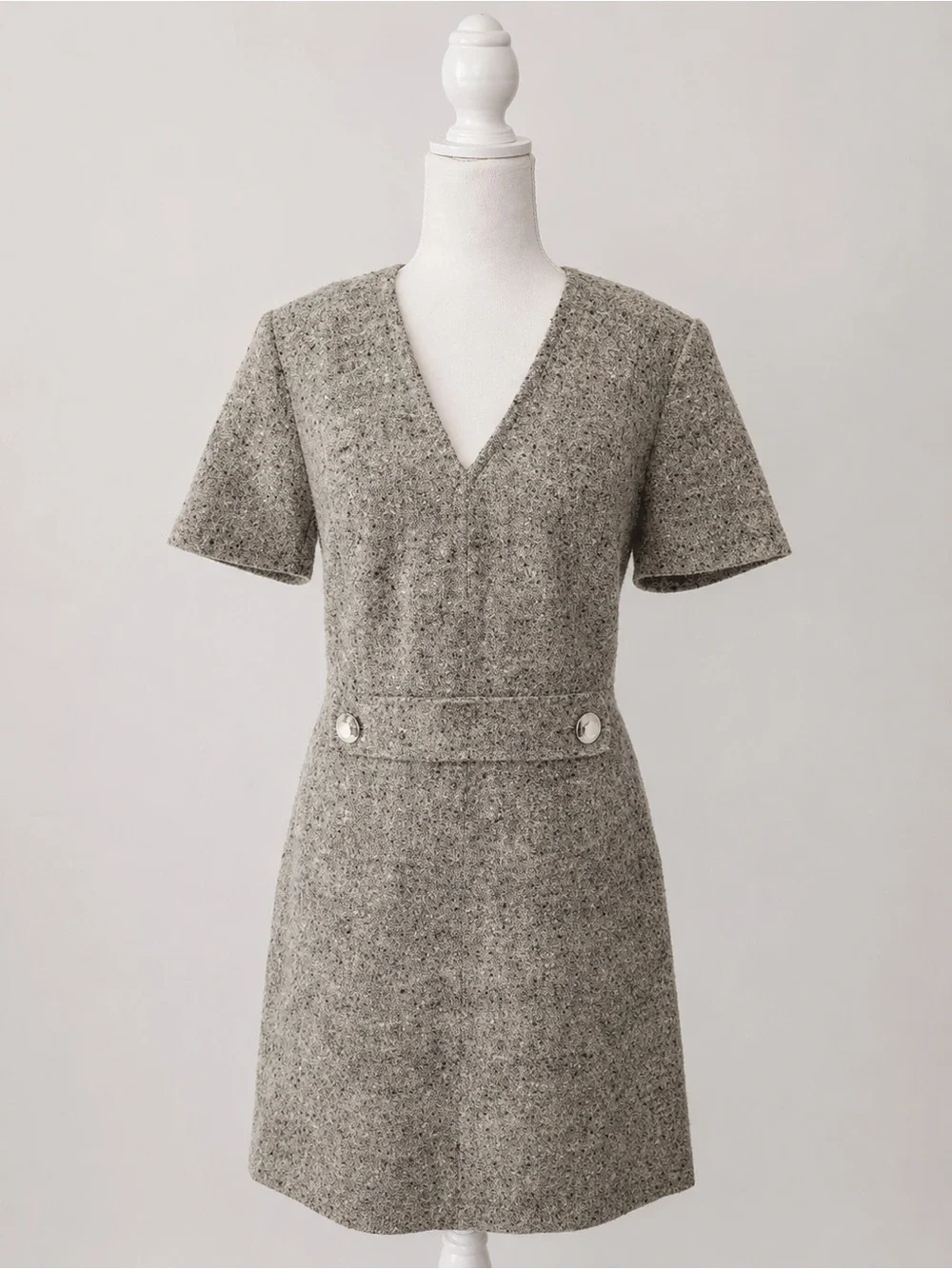Tory Burch EUC Priscilla Tweed Sheath Dress Gray Size 8 Italian Fabric